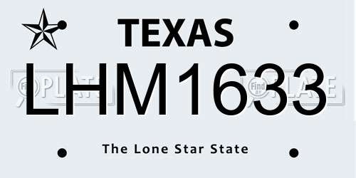 LHM1633 Texas License Plate