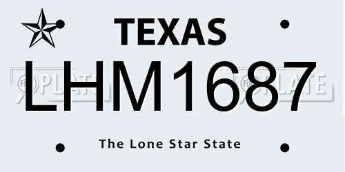 LHM1687 Texas License Plate