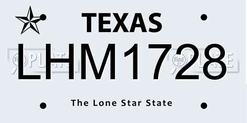 LHM1728 Texas License Plate