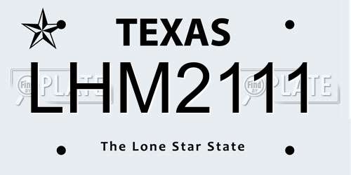 LHM2111 Texas License Plate