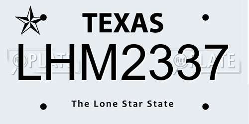 LHM2337 Texas License Plate