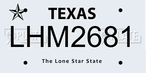LHM2681 Texas License Plate