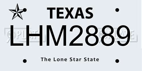 LHM2889 Texas License Plate
