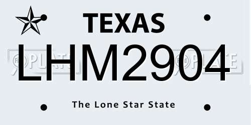 LHM2904 Texas License Plate