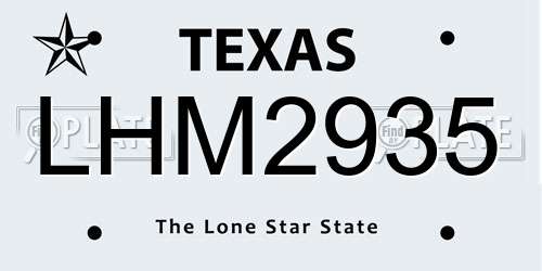 LHM2935 Texas License Plate
