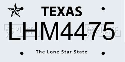 LHM4475 Texas License Plate
