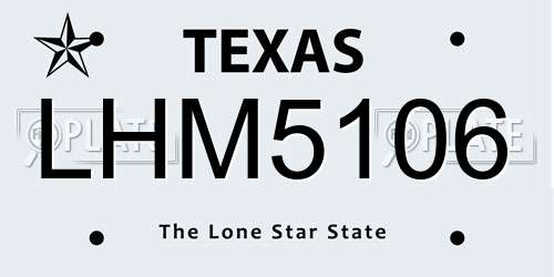 LHM5106 Texas License Plate