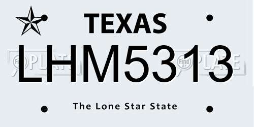 LHM5313 Texas License Plate