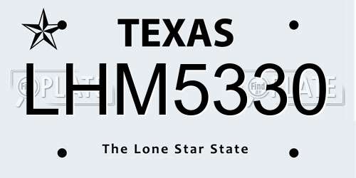 LHM5330 Texas License Plate