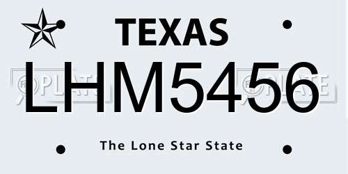 LHM5456 Texas License Plate