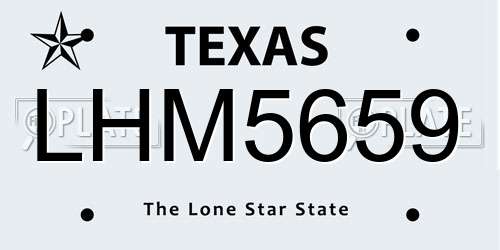 LHM5659 Texas License Plate