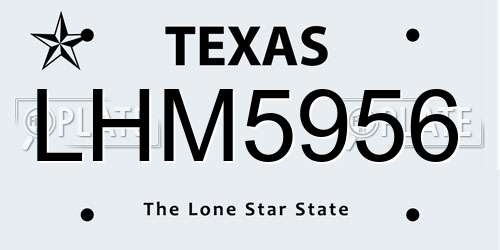 LHM5956 Texas License Plate