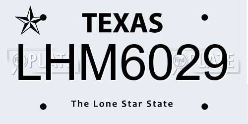 LHM6029 Texas License Plate