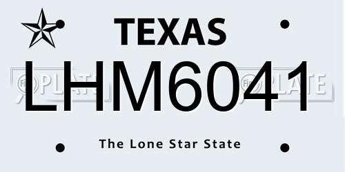 LHM6041 Texas License Plate