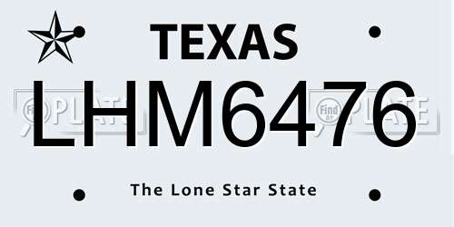 LHM6476 Texas License Plate