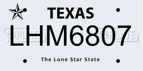 LHM6807 Texas License Plate