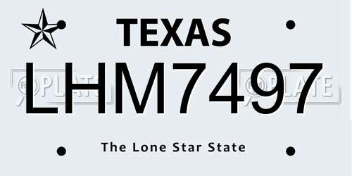 LHM7497 Texas License Plate