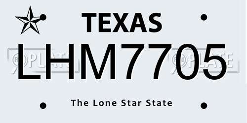 LHM7705 Texas License Plate