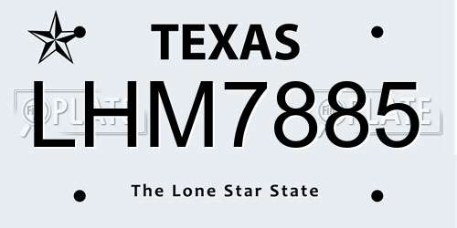 LHM7885 Texas License Plate