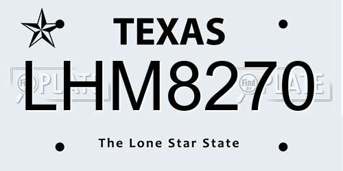 LHM8270 Texas License Plate