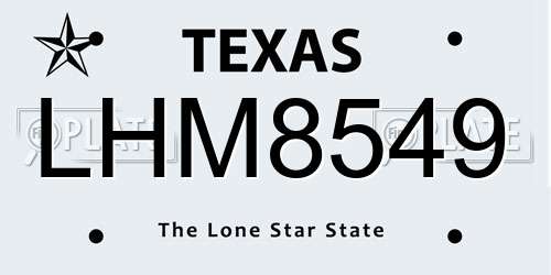 LHM8549 Texas License Plate