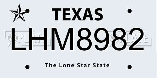 LHM8982 Texas License Plate