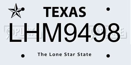 LHM9498 Texas License Plate