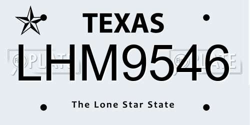LHM9546 Texas License Plate