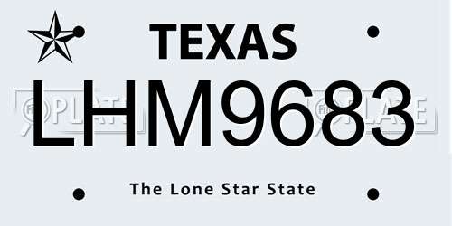 LHM9683 Texas License Plate