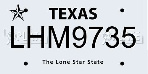 LHM9735 Texas License Plate