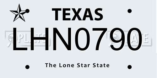 LHN0790 Texas License Plate