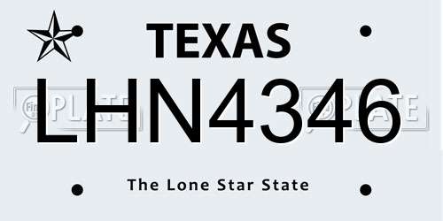 LHN4346 Texas License Plate