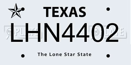 LHN4402 Texas License Plate