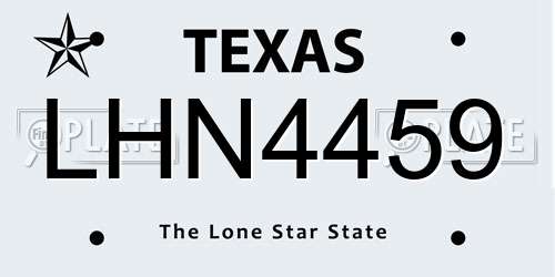 LHN4459 Texas License Plate