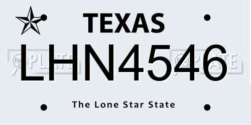 LHN4546 Texas License Plate