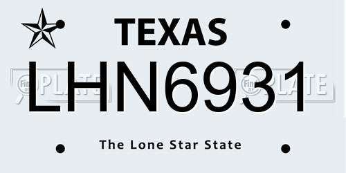 LHN6931 Texas License Plate