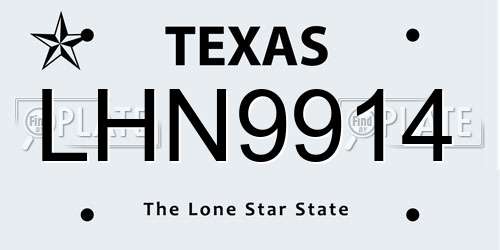 LHN9914 Texas License Plate