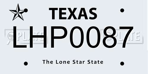 LHP0087 Texas License Plate