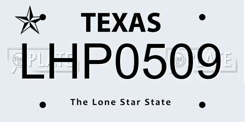 LHP0509 Texas License Plate