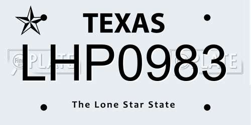 LHP0983 Texas License Plate