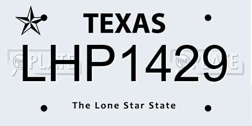 LHP1429 Texas License Plate