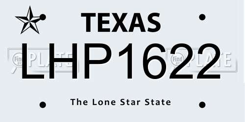 LHP1622 Texas License Plate