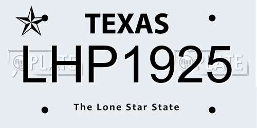 LHP1925 Texas License Plate