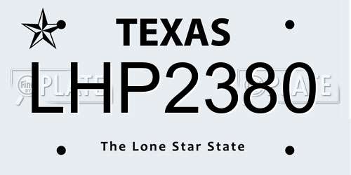 LHP2380 Texas License Plate