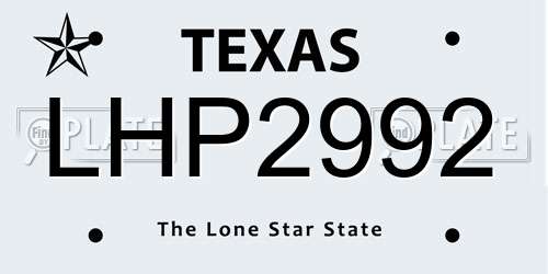 LHP2992 Texas License Plate