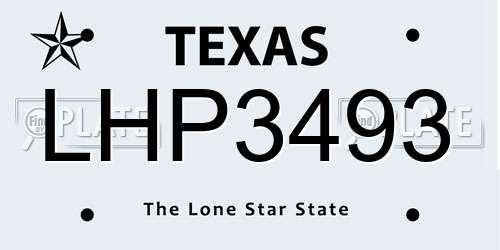 LHP3493 Texas License Plate