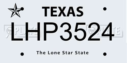 LHP3524 Texas License Plate