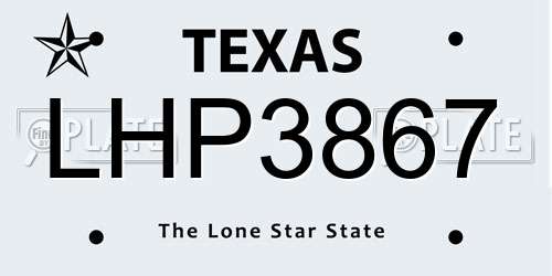 LHP3867 Texas License Plate