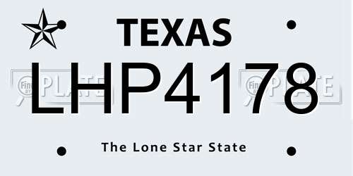 LHP4178 Texas License Plate
