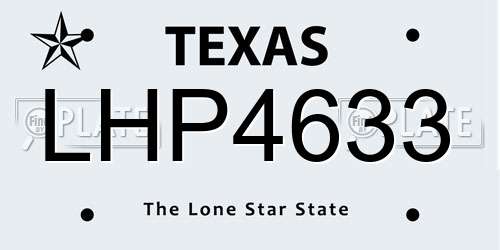 LHP4633 Texas License Plate